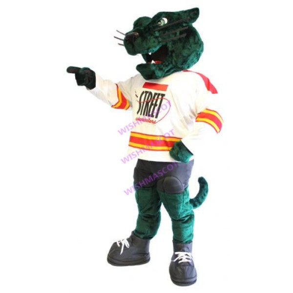 green panther Mascot Costume