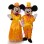 Mickey Couple Mascot Costume With Orange Wedding Dress