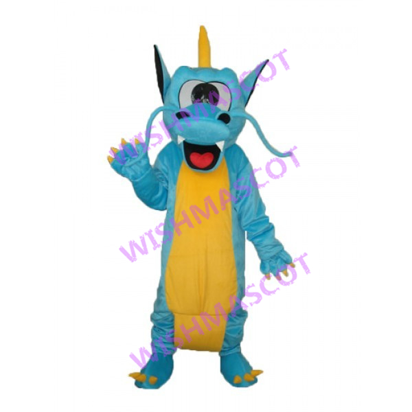 Light Blue Dragon Mascot Costume With Loving Tongue
