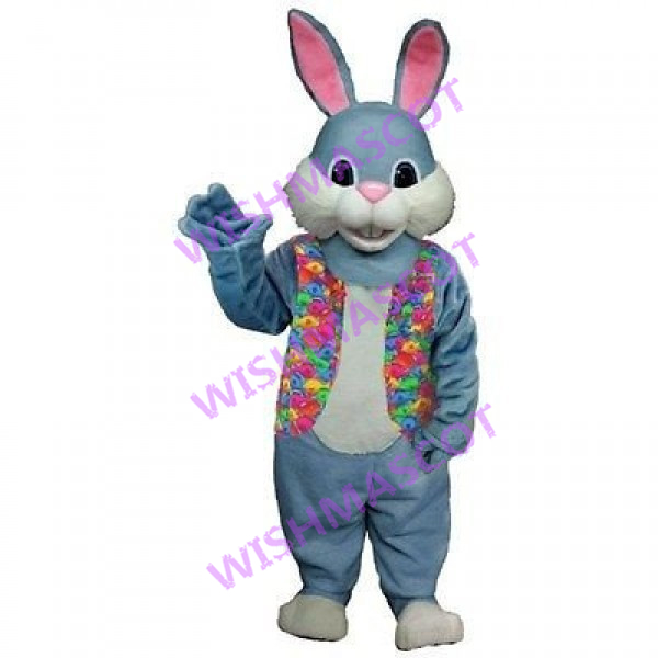 Lake Blue Bunny With Vest Mascot Costume