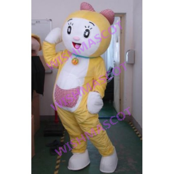 Yellow Dorami Mascot Costume With Bow
