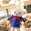 Button Rabbit Wearing Blue Top Mascot Costume