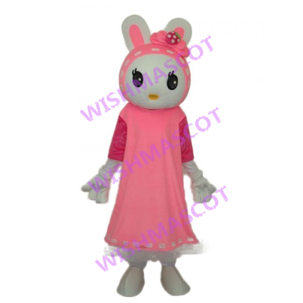 Pink Kitty Cat With Strawberry Hairpin Mascot Costume