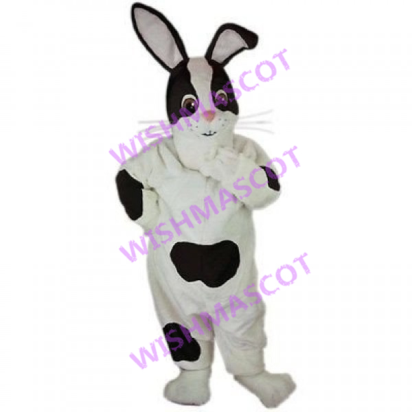 White & Black Milk Bunny Mascot Costume