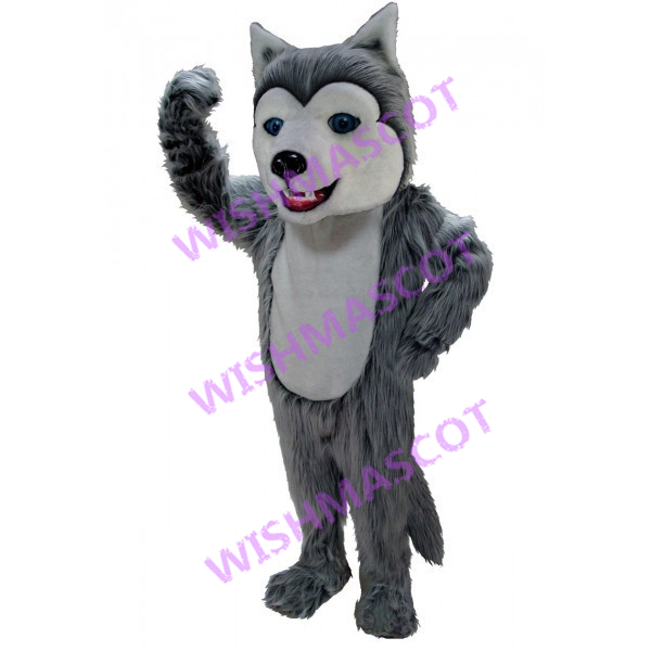 Strong Wolf With Long Fur Mascot Costume