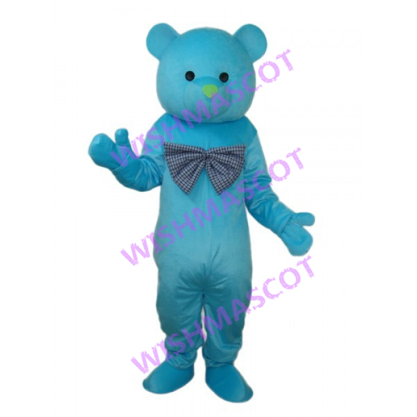 Light Blue Bow Bear Mascot Costume
