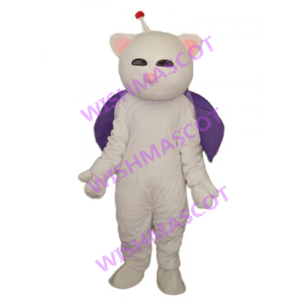 Antenna Cat Mascot Costume With Purple Wings