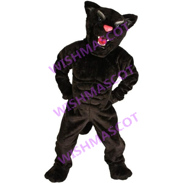 Muscular Black Panther Mascot Costume