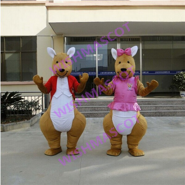 Gentle Courteous Kangaroo Couple Mascot Costume