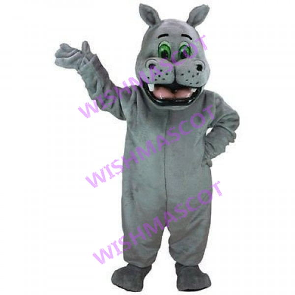 Grey Hippo With Huge Bite Mascot Costume