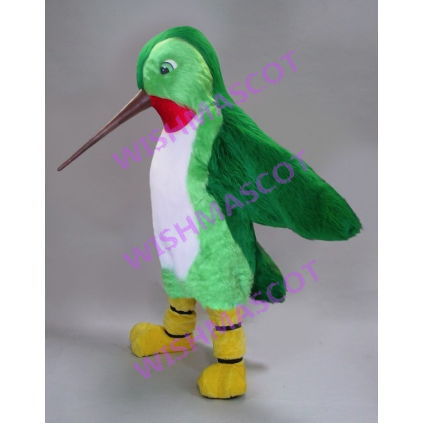 Green Hummingbird Mascot Costume With Slender Beak