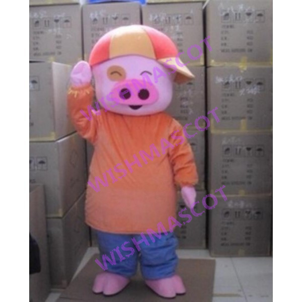 Pink Mcdull With Orange Shirt Mascot Costume