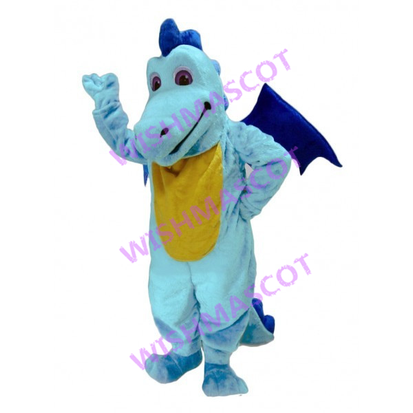 Light Blue Dragon Mascot Costume Without Threat