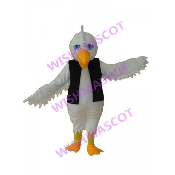 White Bird Mascot Costume In Vest
