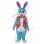 Blue Rabbit Wearing Flower Waistcoat Mascot Costume