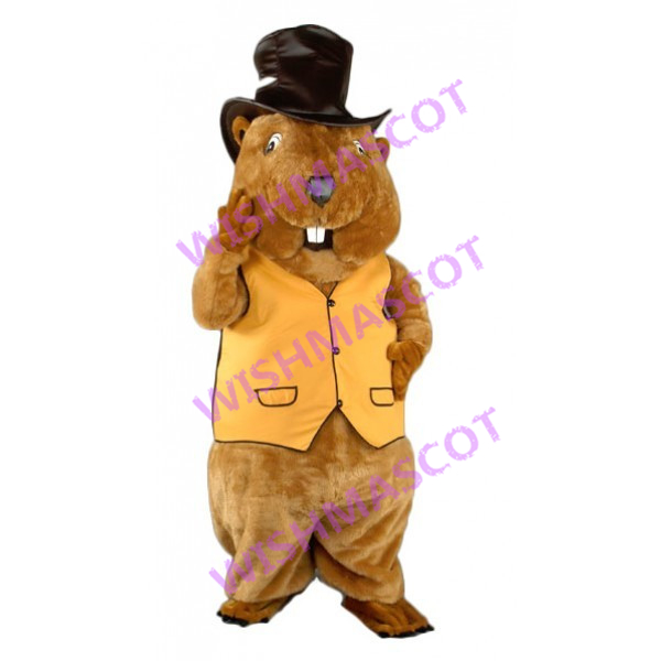 Marmot Mascot Costume With Bowler Hat