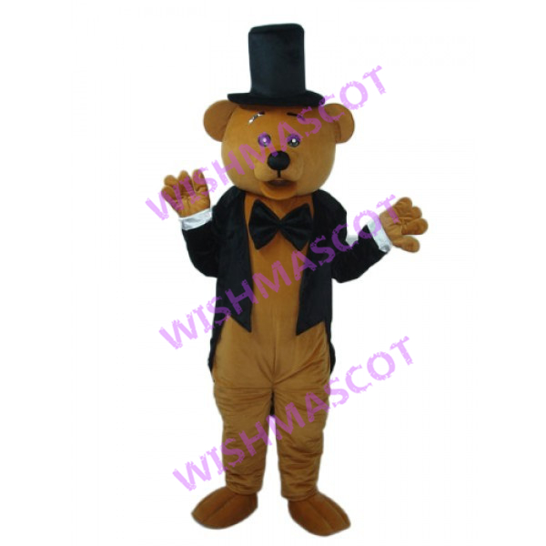 Gentleman Bear Mascot Costume Wearing Tuxedo