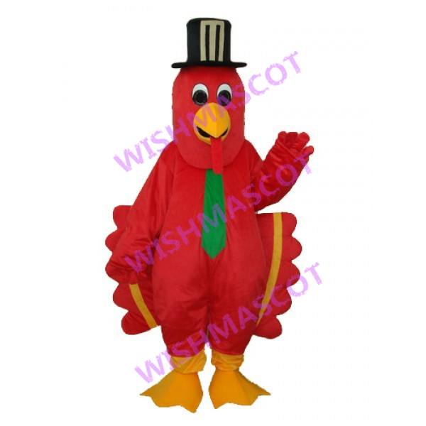 Polite Chicken Mascot Costume Wearing Green Tie