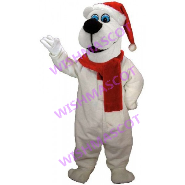 Blue-eyed Dog Mascot Costume With Christmas Hat