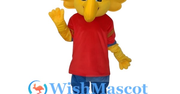 Yellow Elephant With Wavy Ears Mascot Costume
