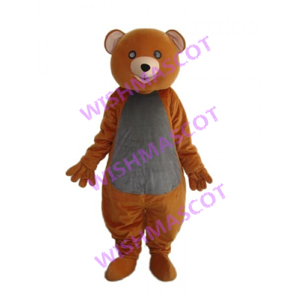 Nervous Brown & Grey Bear Mascot Costume