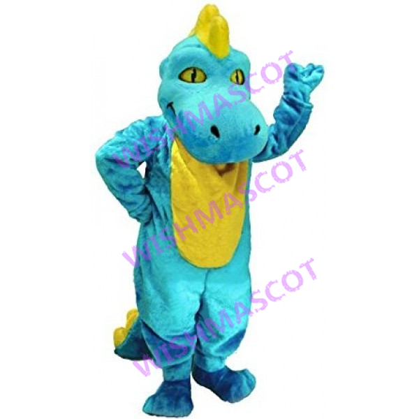 Mischievous Blue Dinosaur Mascot Costume