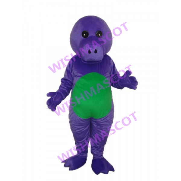 Purple Shaved Head Dinosaur Mascot Costume