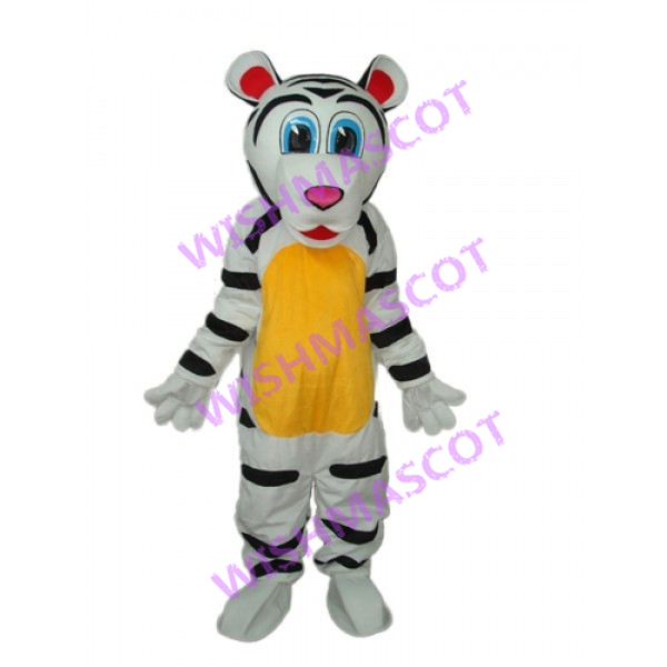Obedient Docile White Tiger Mascot Costume