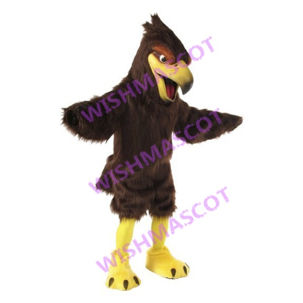 Brown Long Fur Eagle Mascot Costume
