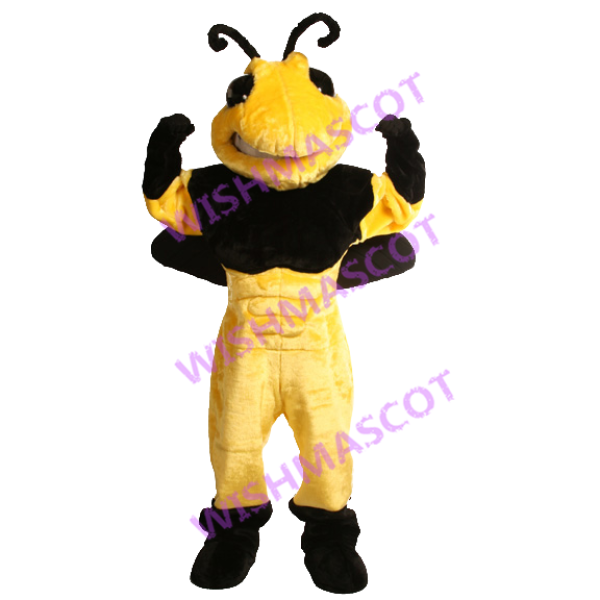 Bold Muscular Bee Mascot Costume