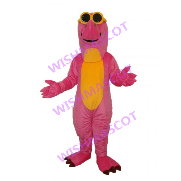 Cartoon Pink Dragon With Sunglasses Mascot Costume
