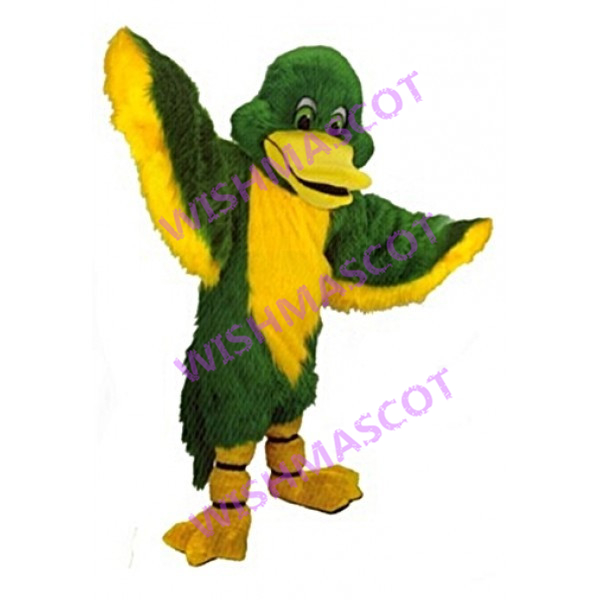 Plush Green Bird With Plat Mouth Mascot Costume