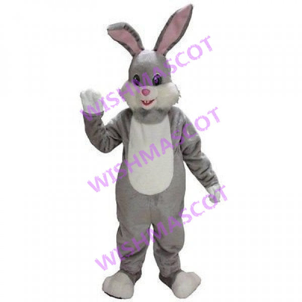 Festive Gray Bunny Mascot Costume