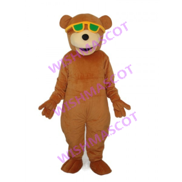Cool Bear With Green Glasses Mascot Costume