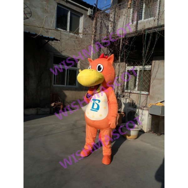 Cartoon Orange Dragon Mascot Costume
