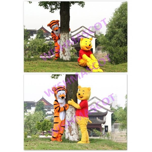 Playing Winnie And Jumping Tiger Mascot Costume