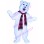 Polar Bear Wearing Plaid Scarf Mascot Costume