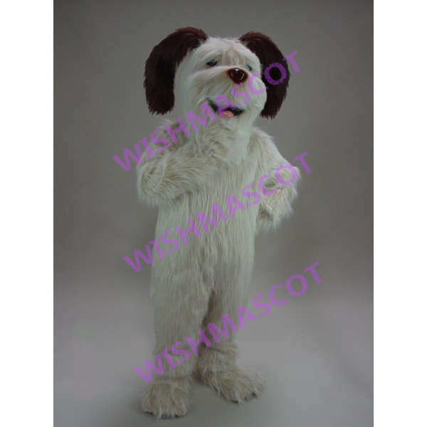 Old Long Fur White Dog Mascot Costume