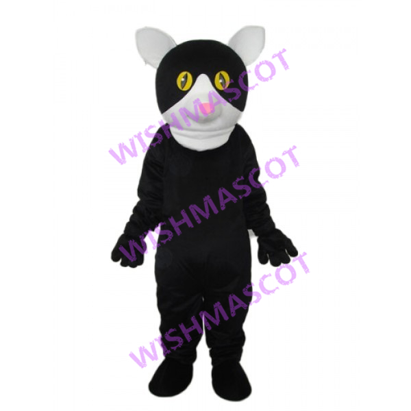Black Cat With Yellow Eyes Mascot Costume