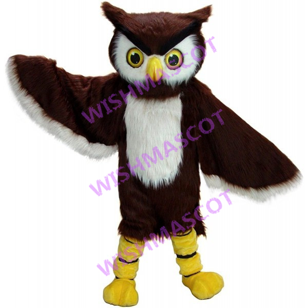 Hairy Brown & White Owl Mascot Costume