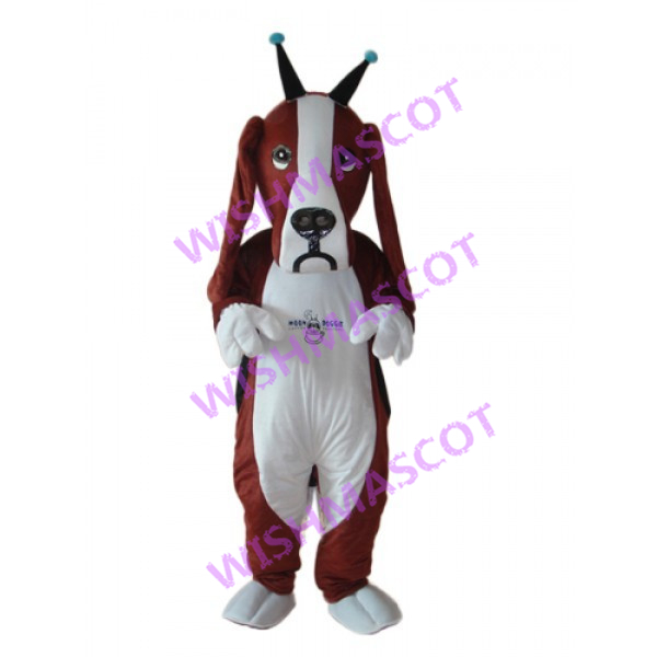 Unhappy Dog With Antenna Ears Mascot Costume