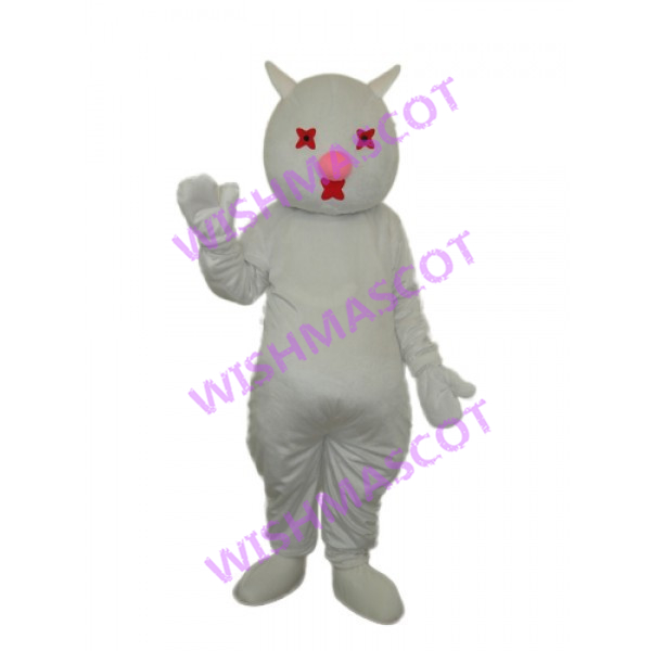 White Cat With Petal Shaped Eyes Mascot Costume