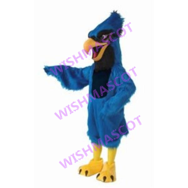 Lively Blue Hairy Bird Mascot Costume