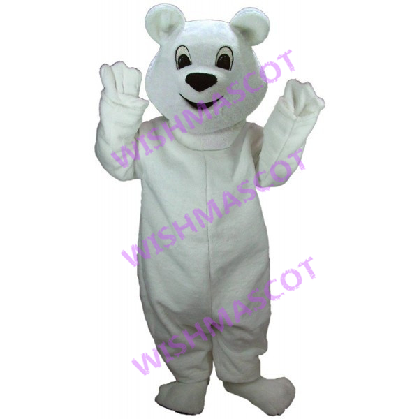 Happy Cheering White Bear Mascot Costume