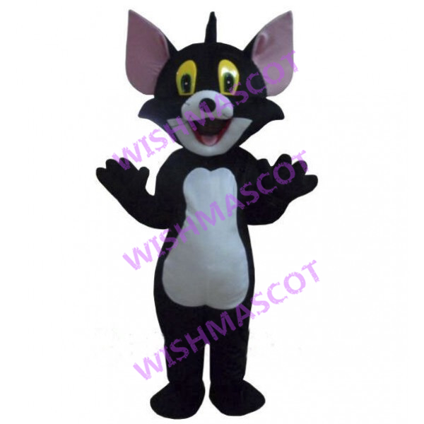Dirty Black Stray Cat Mascot Costume