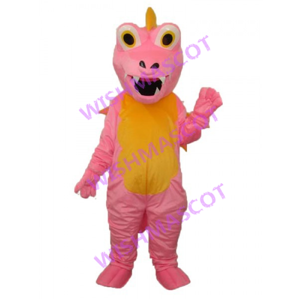 Pink Dragon With Sharp Teeth Mascot Costume