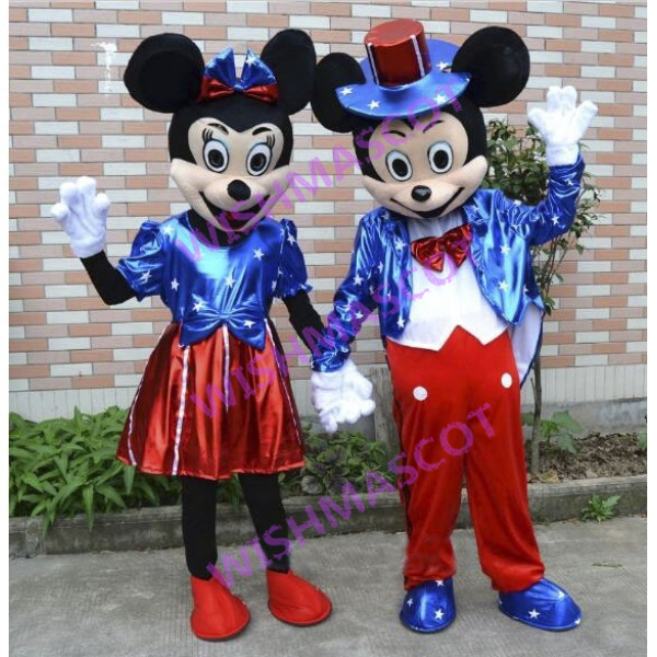Mickey Minnie In Blue Formal Attire Mascot Costume