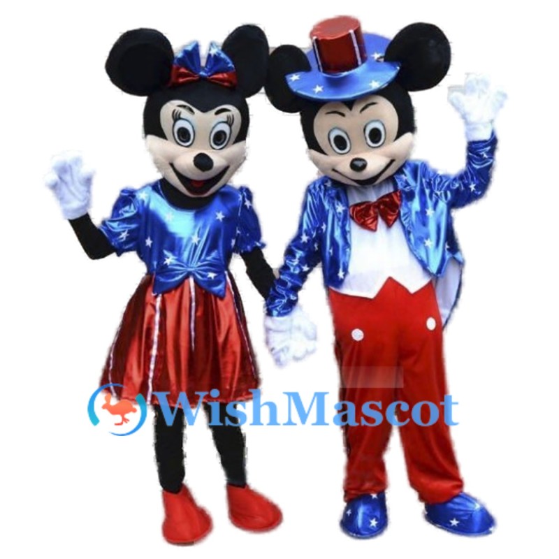 Mickey Minnie In Blue Formal Attire Mascot Costume