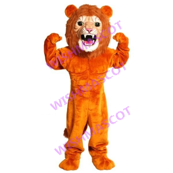 Powerful Muscular Lion Mascot Costume