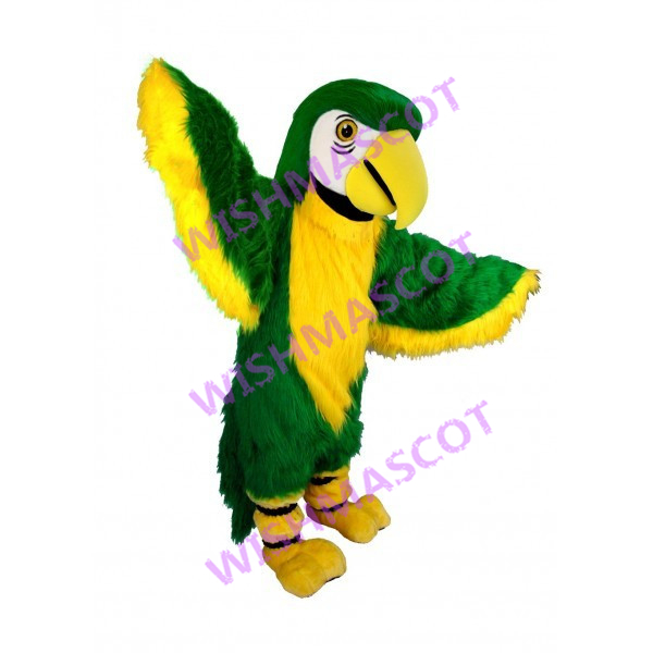 Green & Yellow Long Fur Eagle Mascot Costume